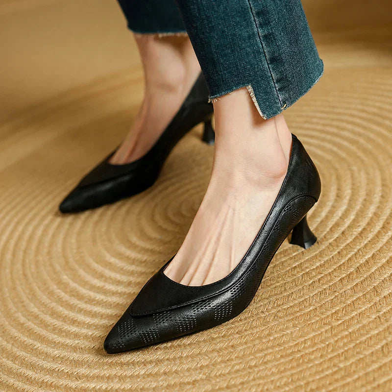 Zapatos de Tacón Alto de Cuero Auténtico Belle