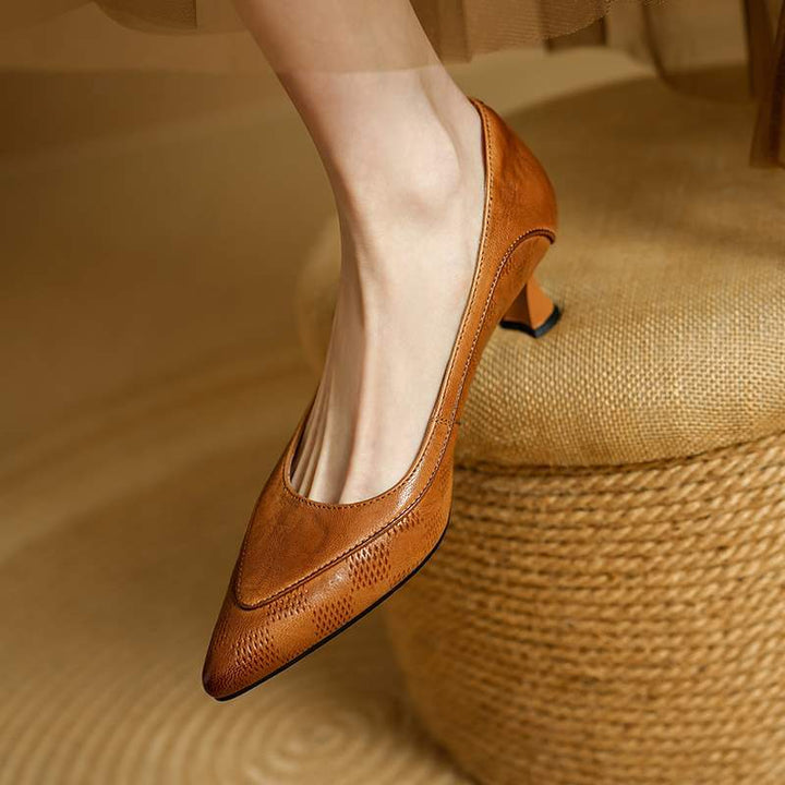 Zapatos de Tacón Alto de Cuero Auténtico Belle